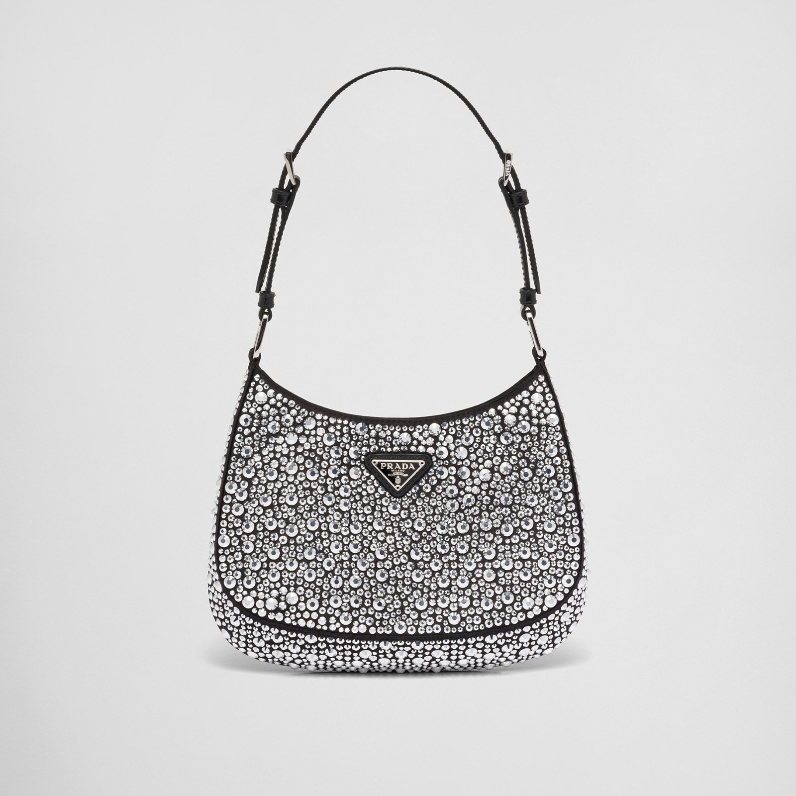 Replica Designer Bag Prada Cleo Satin Bag With Crystals