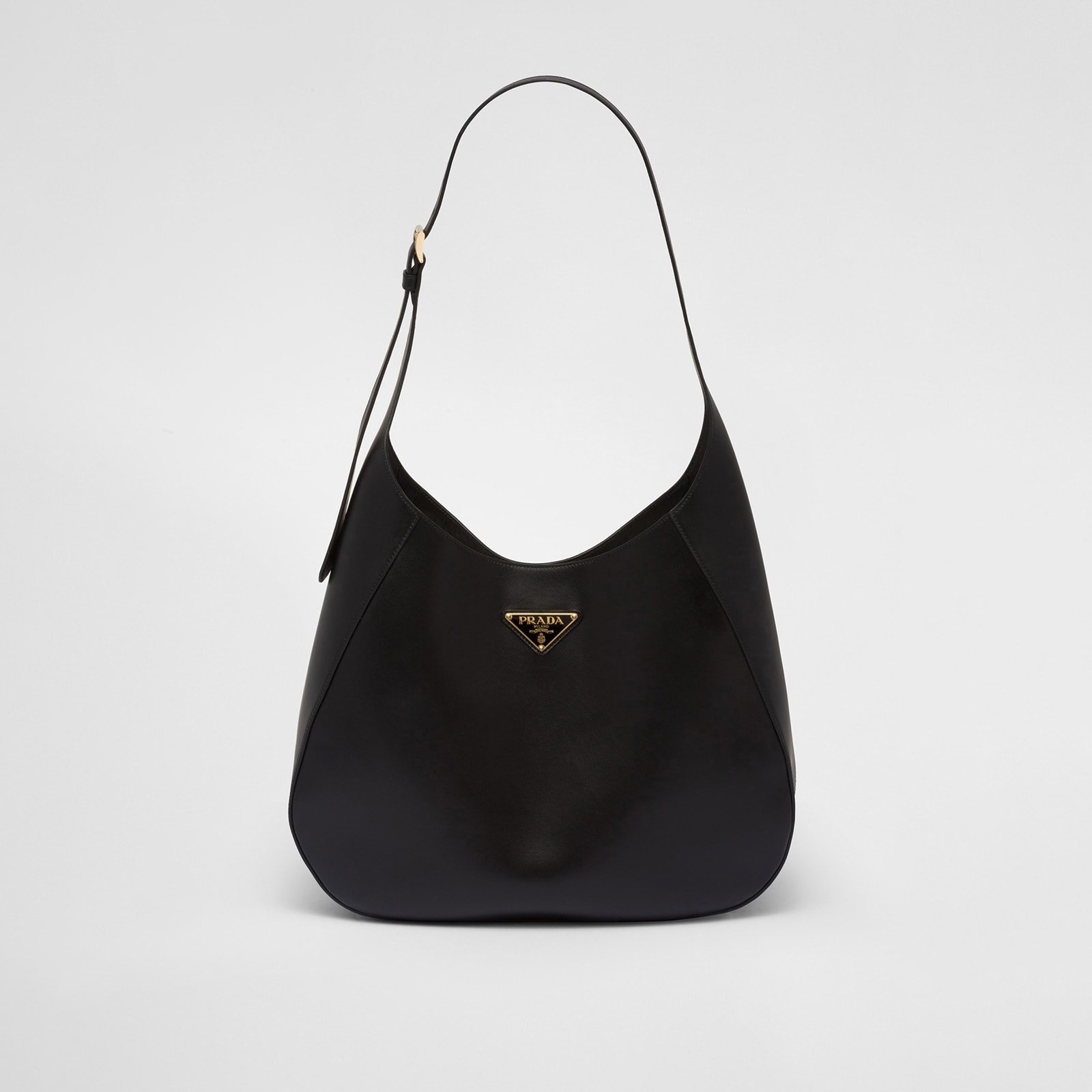 Replica Designer Bag Prada Large Leather Shoulder Bag With Topstitching