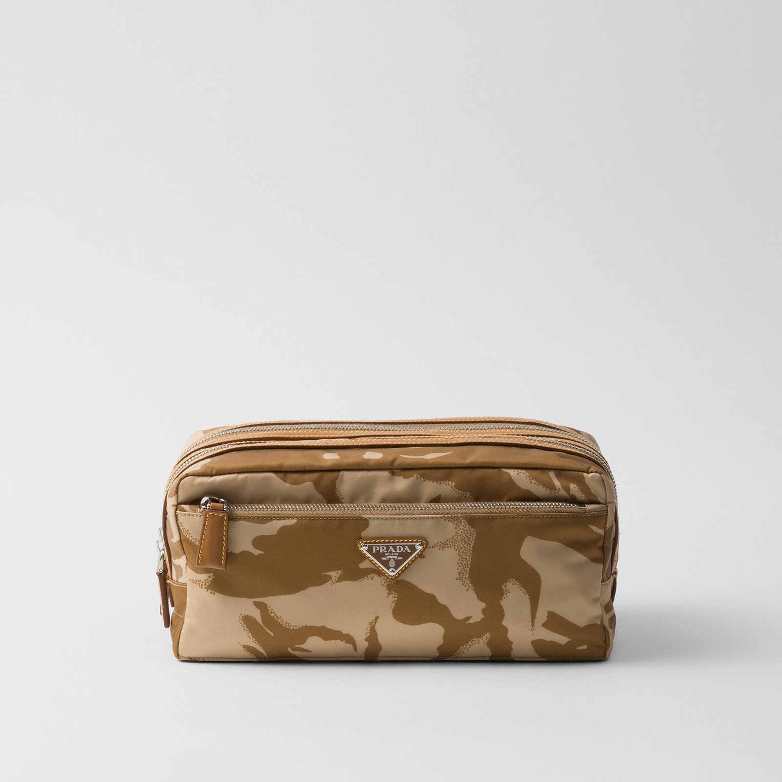 Replica Designer Bag Prada Printed Re-Nylon And Leather Pouch