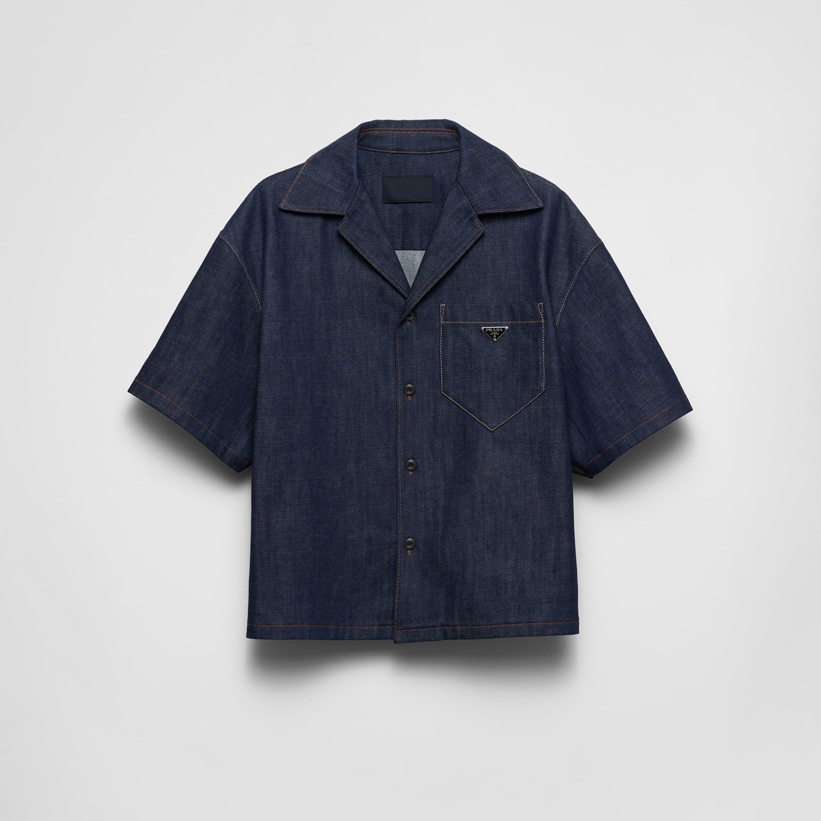 Prada Short-Sleeved Selvedge Denim Shirt