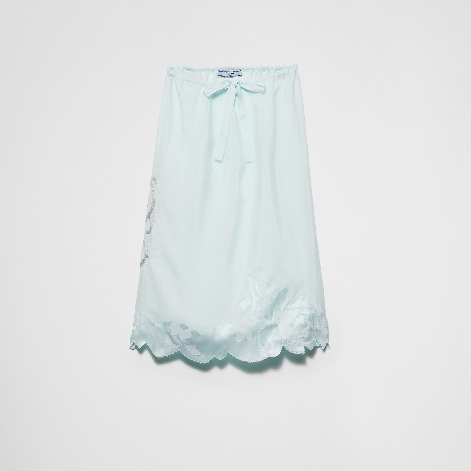 Prada Embroidered Silk Habutai Skirt