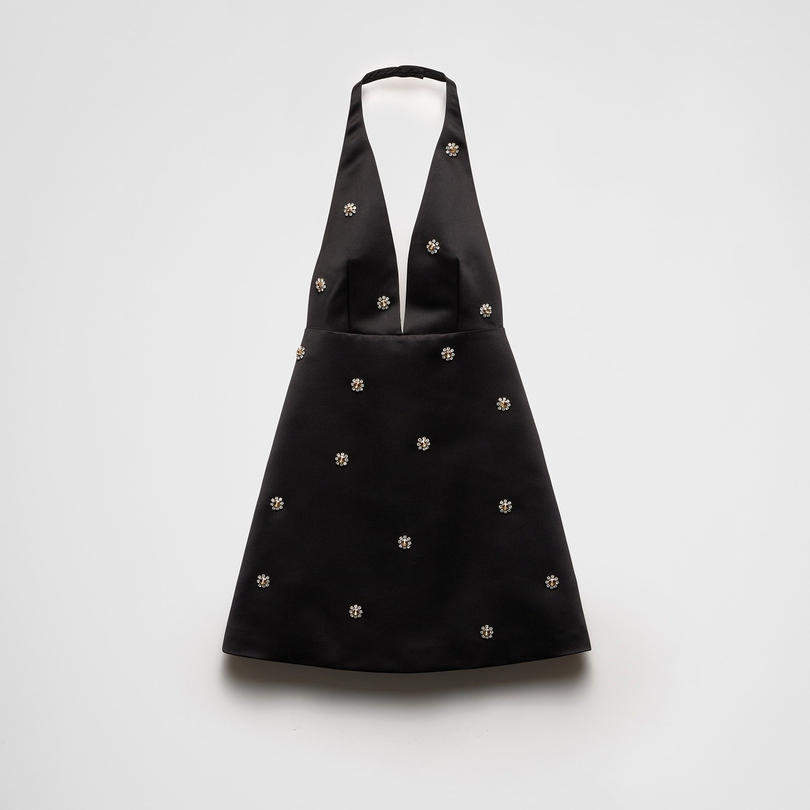 Prada Embroidered Double Satin Mini-Dress