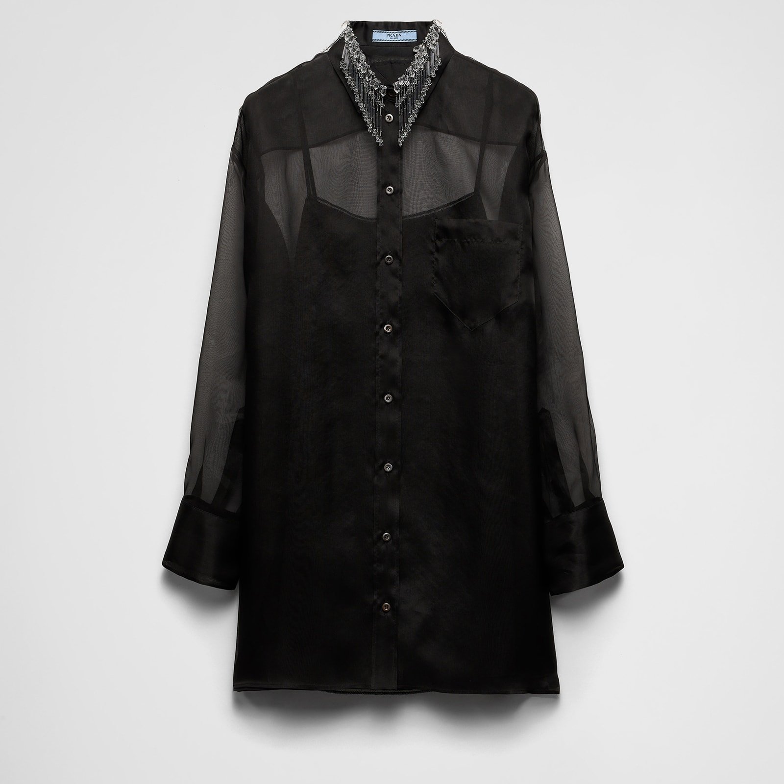 Prada Embroidered Organza Mini-Dress