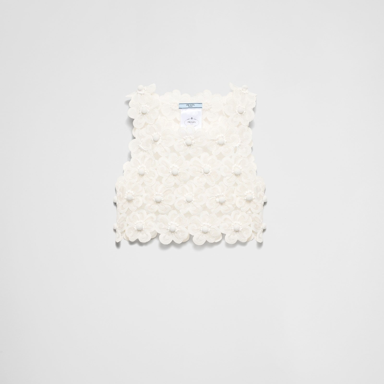 Prada Guipure Top With Daisy Embroidery