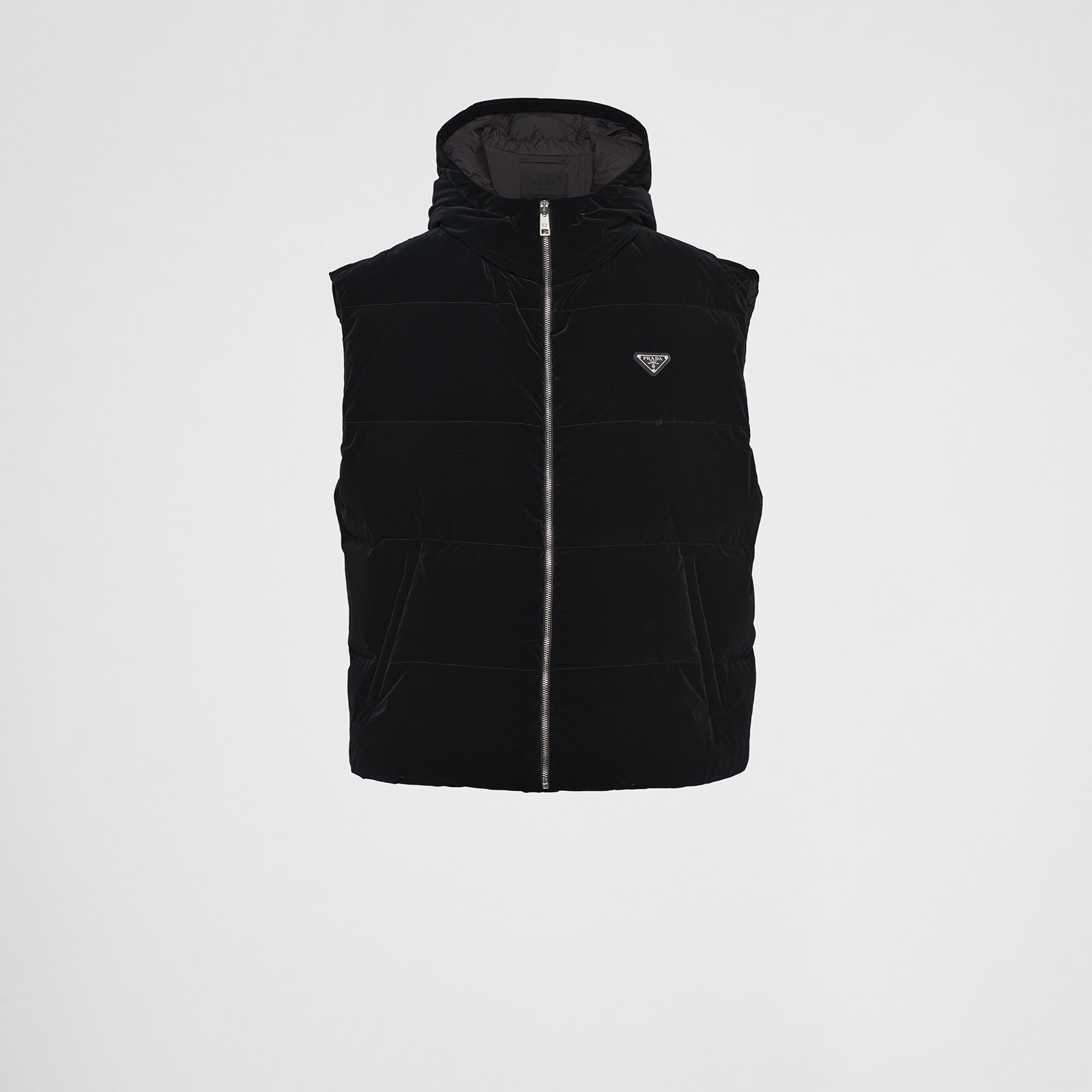 Prada Hooded Technical Fabric Down Vest