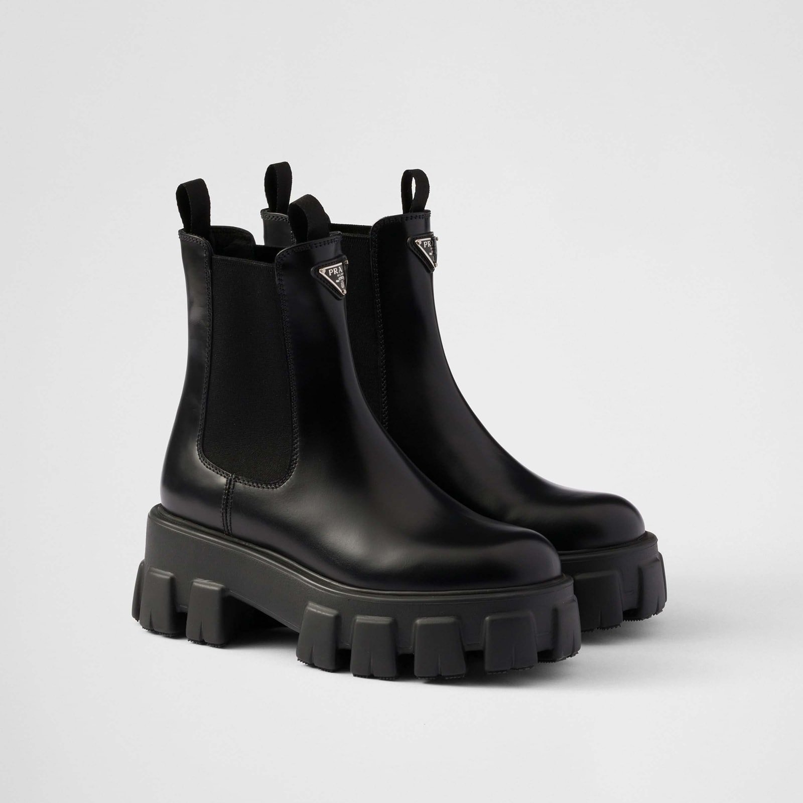 Prada Monolith Brushed Leather Chelsea Boots