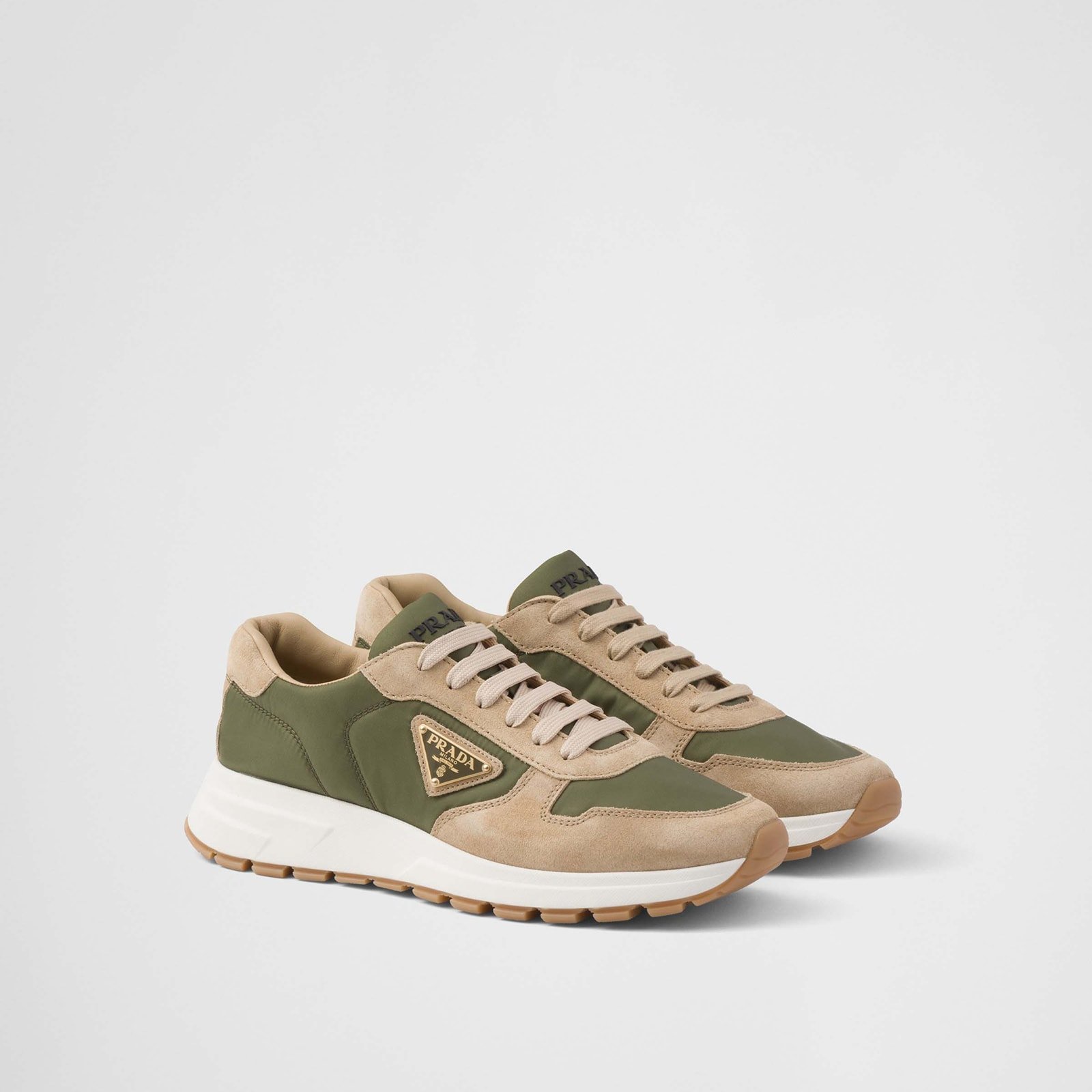 Prada Prax 01 Delave Suede And Re-Nylon Sneakers