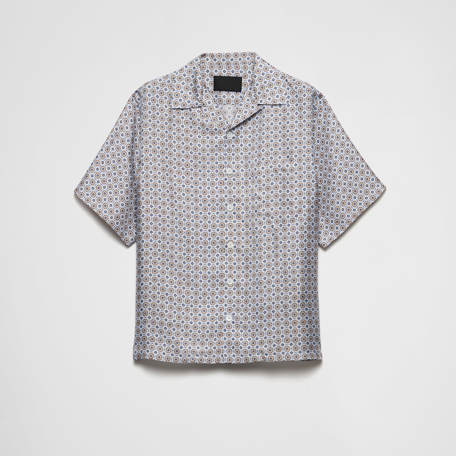 Prada Short-Sleeved Printed Silk Shirt