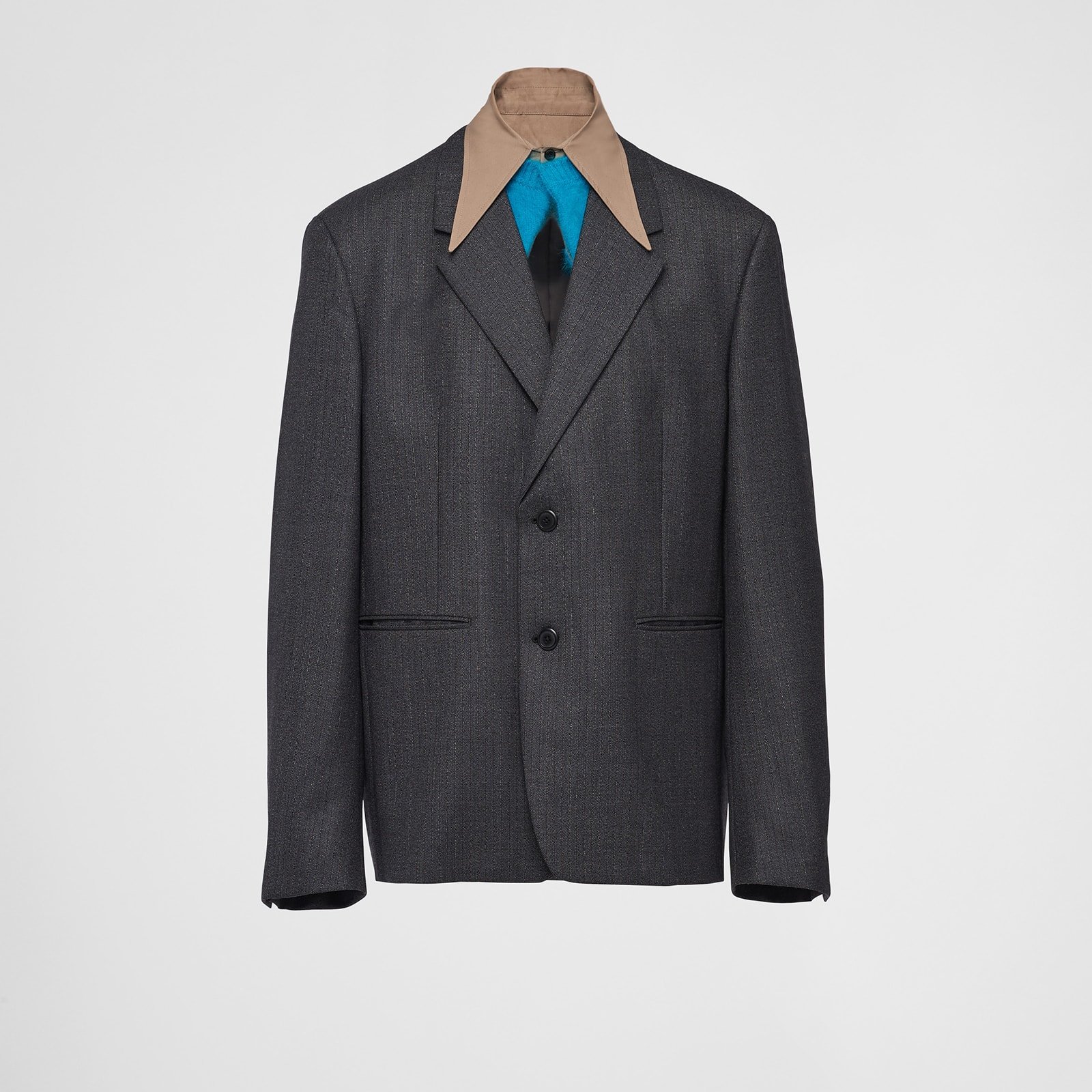 Prada Single-Breasted Wool Jacket With Collar