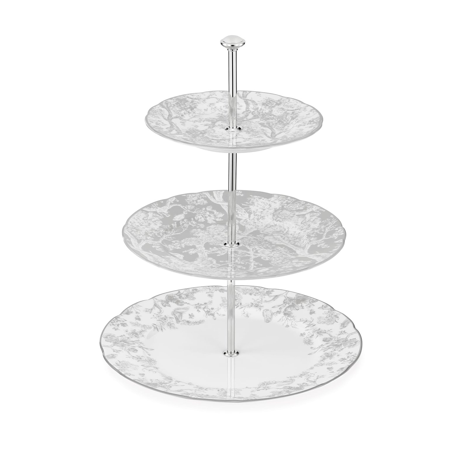 DIOR Three-Tiered Cake Stand White and Gray Toile de Jouy