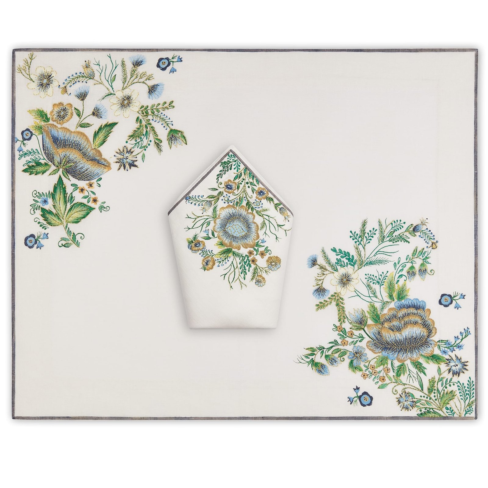 DIOR Placemat and Napkin Set Blue Roses d'Hiver