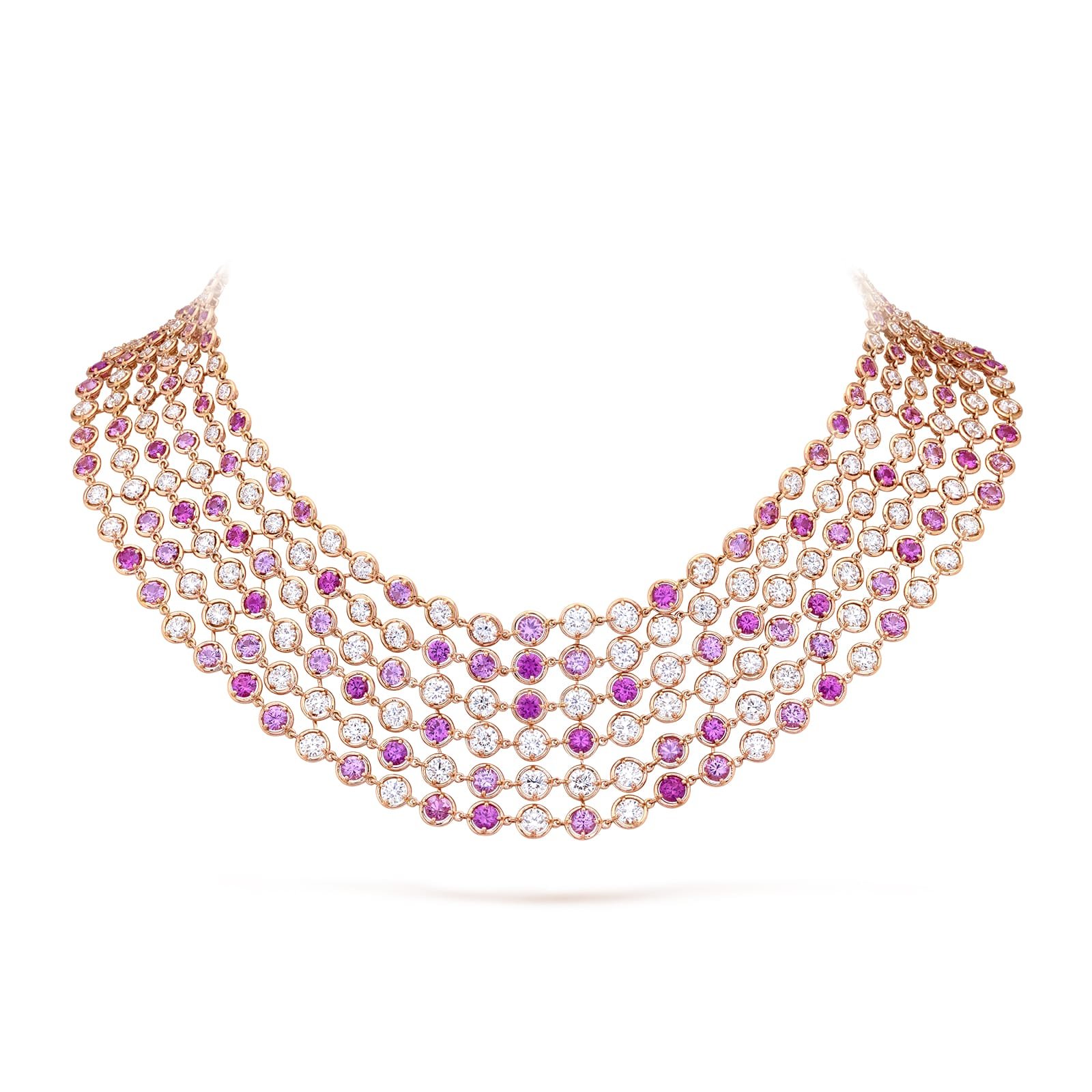 Van Cleef & Arpels Brume De Saphir Necklace 18K Rose Gold Diamond Sapphire