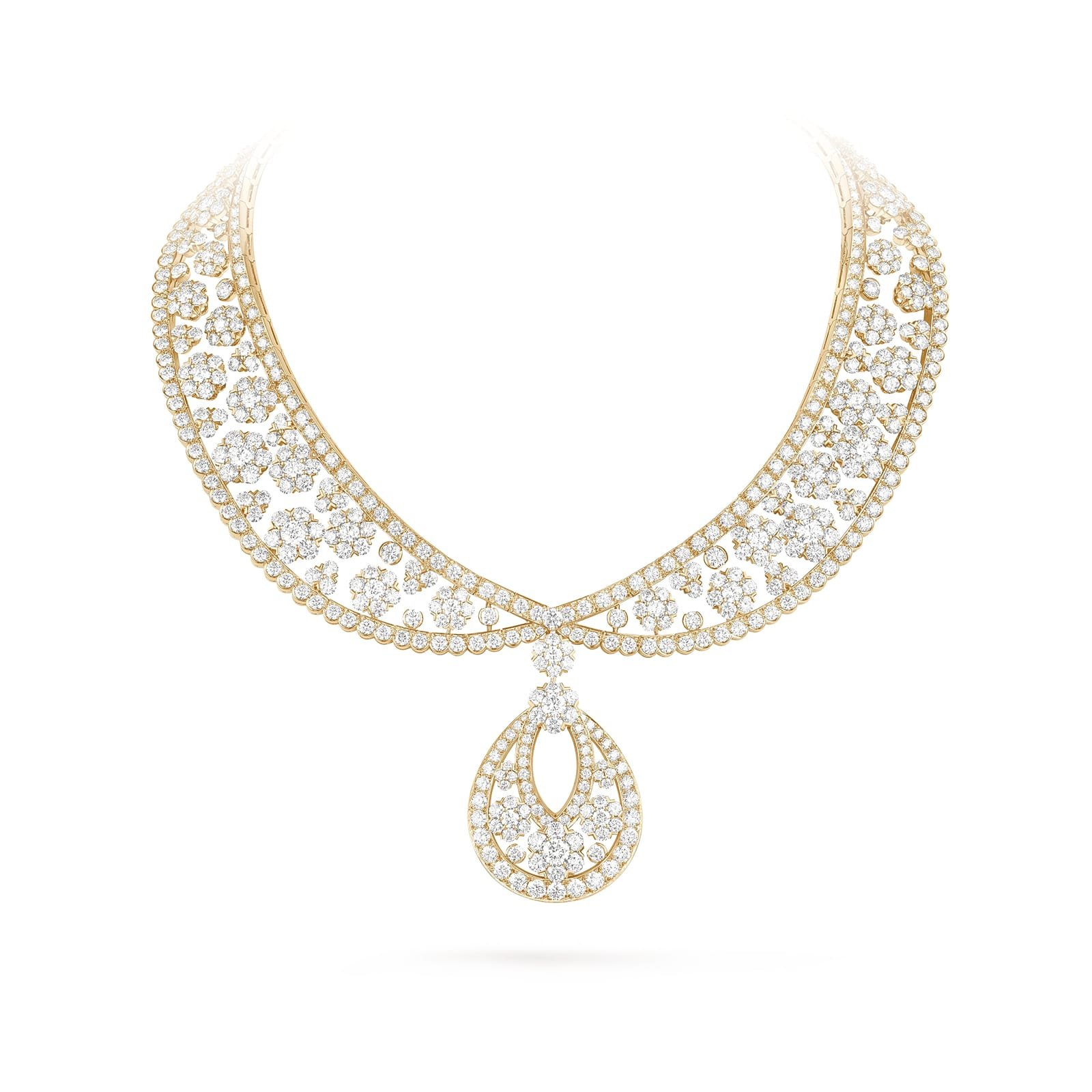 Van Cleef & Arpels Snowflake Collerette Transformable Necklace 18K Yellow Gold Diamond