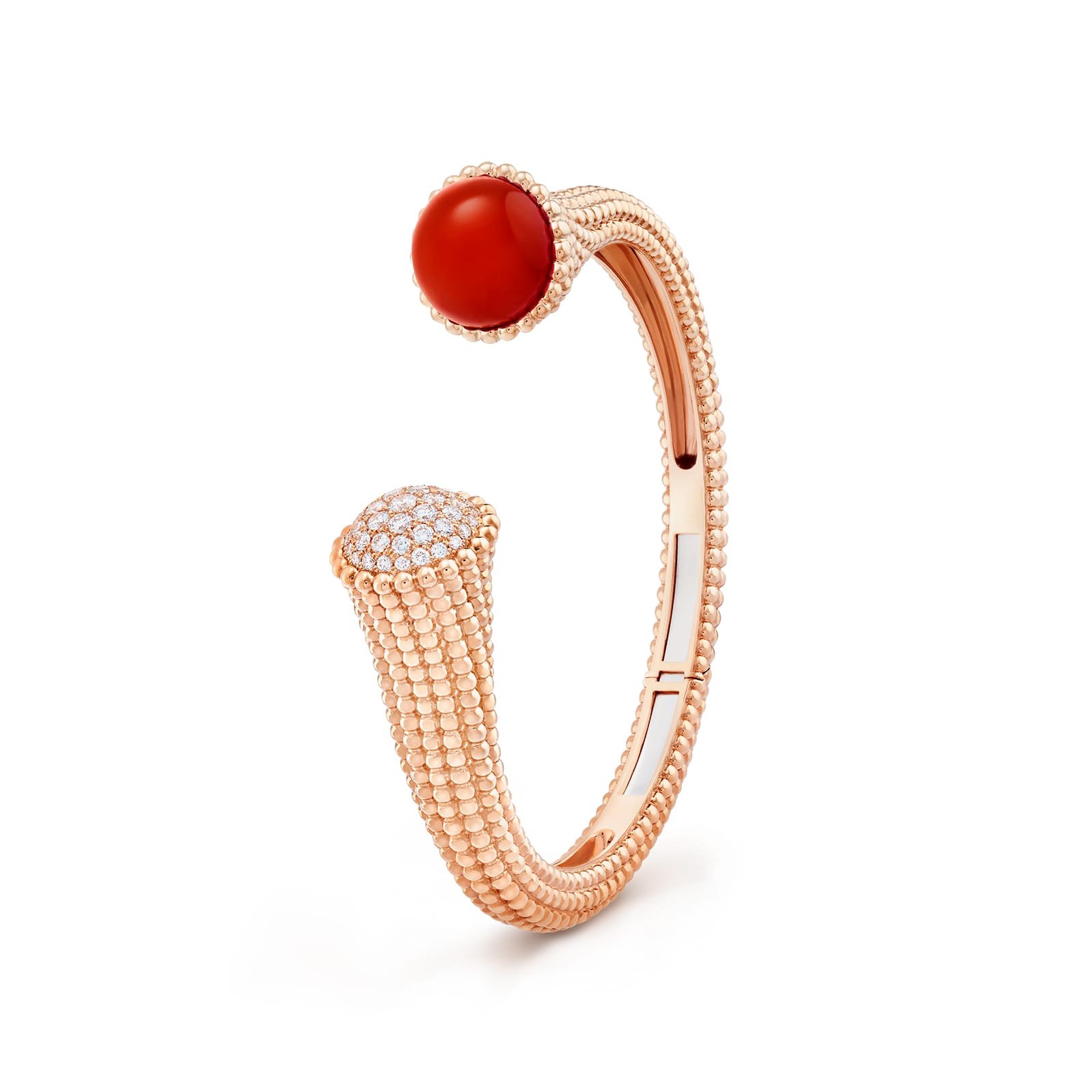 Van Cleef & Arpels Perlee Couleurs Bracelet 18K Rose Gold Carnelian Diamond