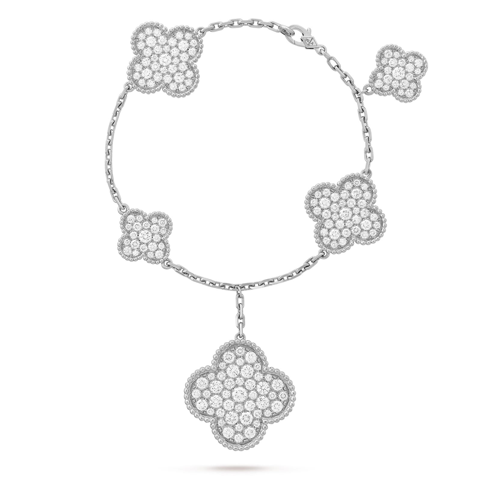 Van Cleef & Arpels Magic Alhambra Bracelet 5 Motifs 18K White Gold Diamond
