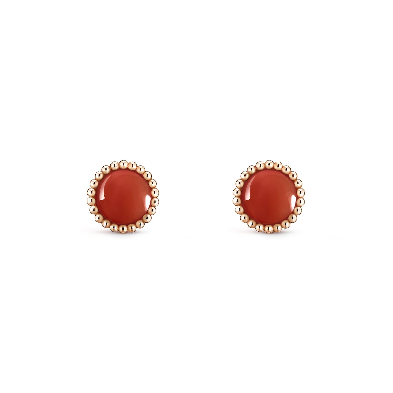 Van Cleef & Arpels Perlee Couleurs Earrings 18K Rose Gold Carnelian
