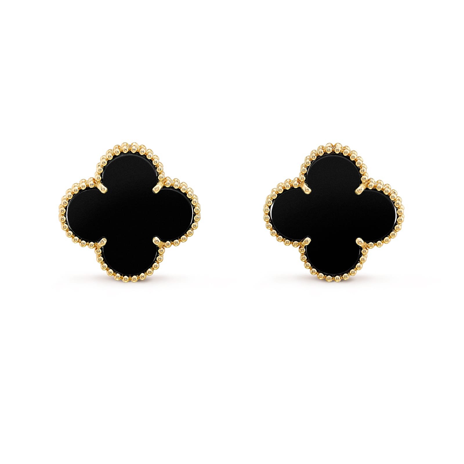 Van Cleef & Arpels Magic Alhambra Earrings 18K Yellow Gold Onyx