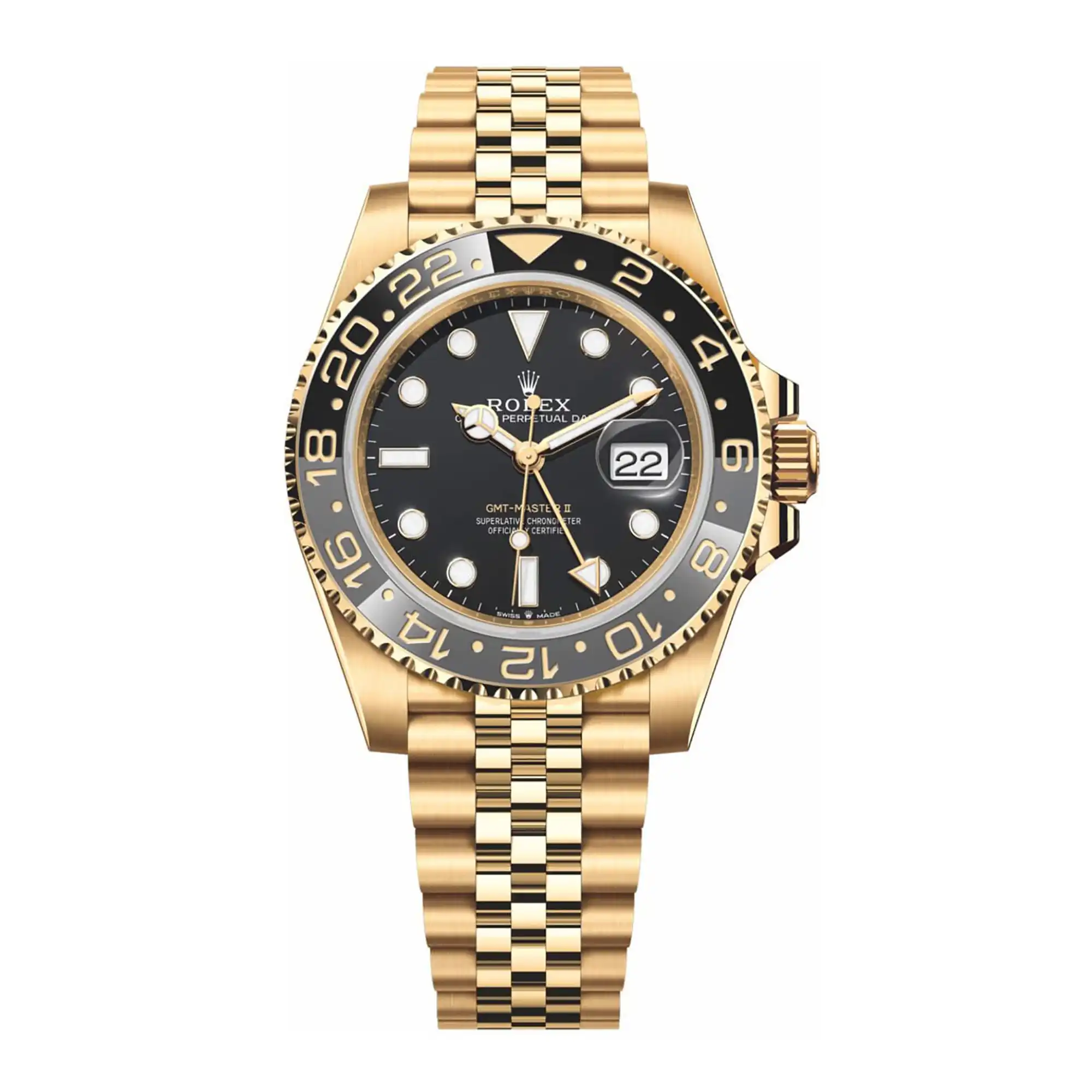 FAKE ROLEX REPLICA WATCH GMT MASTER II YELLOW GOLD BLACK 126718GRNR