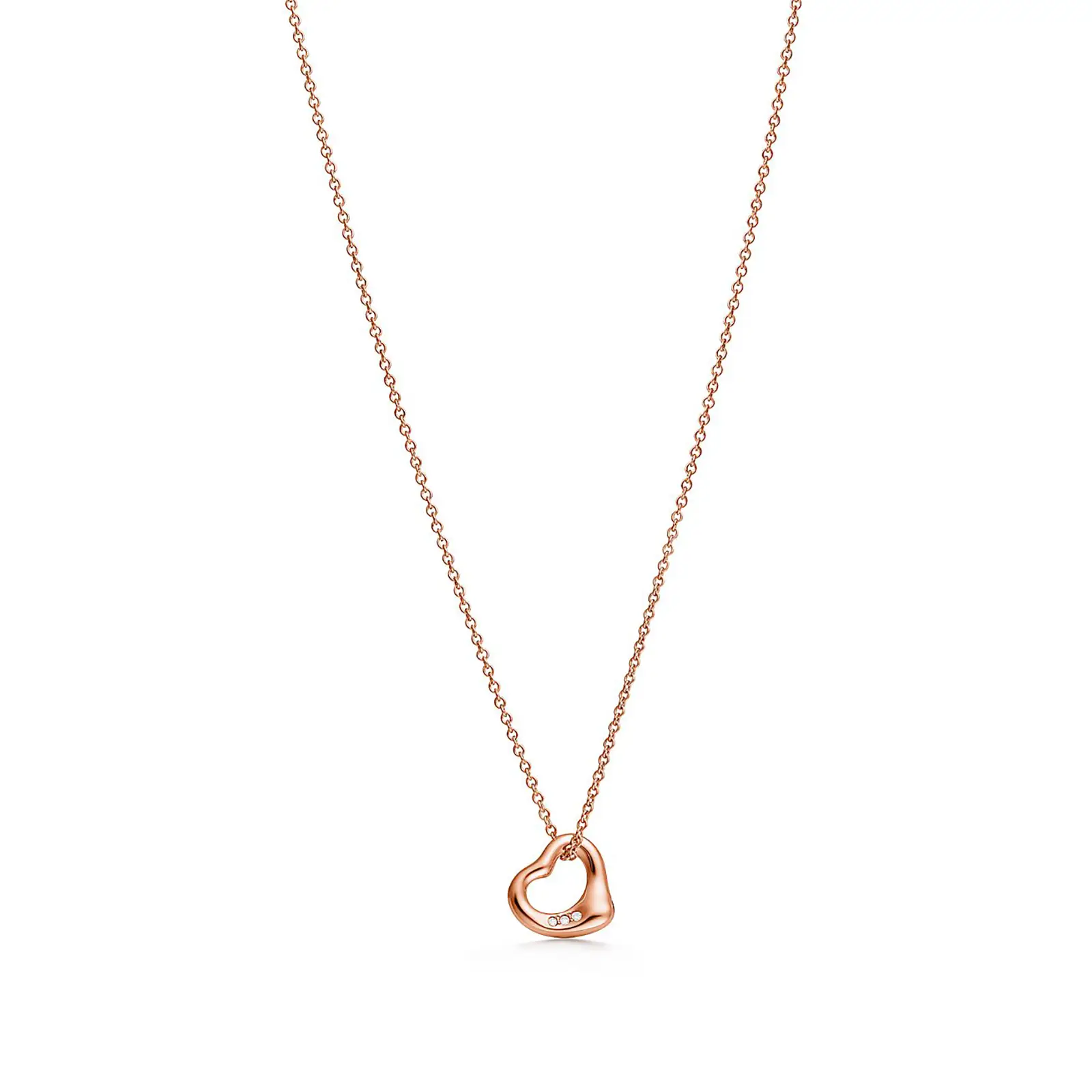 Fake Tiffany Jewelry elsa perettiopen heart pendant in 18k rose gold with diamonds 68113679 1014944 ED