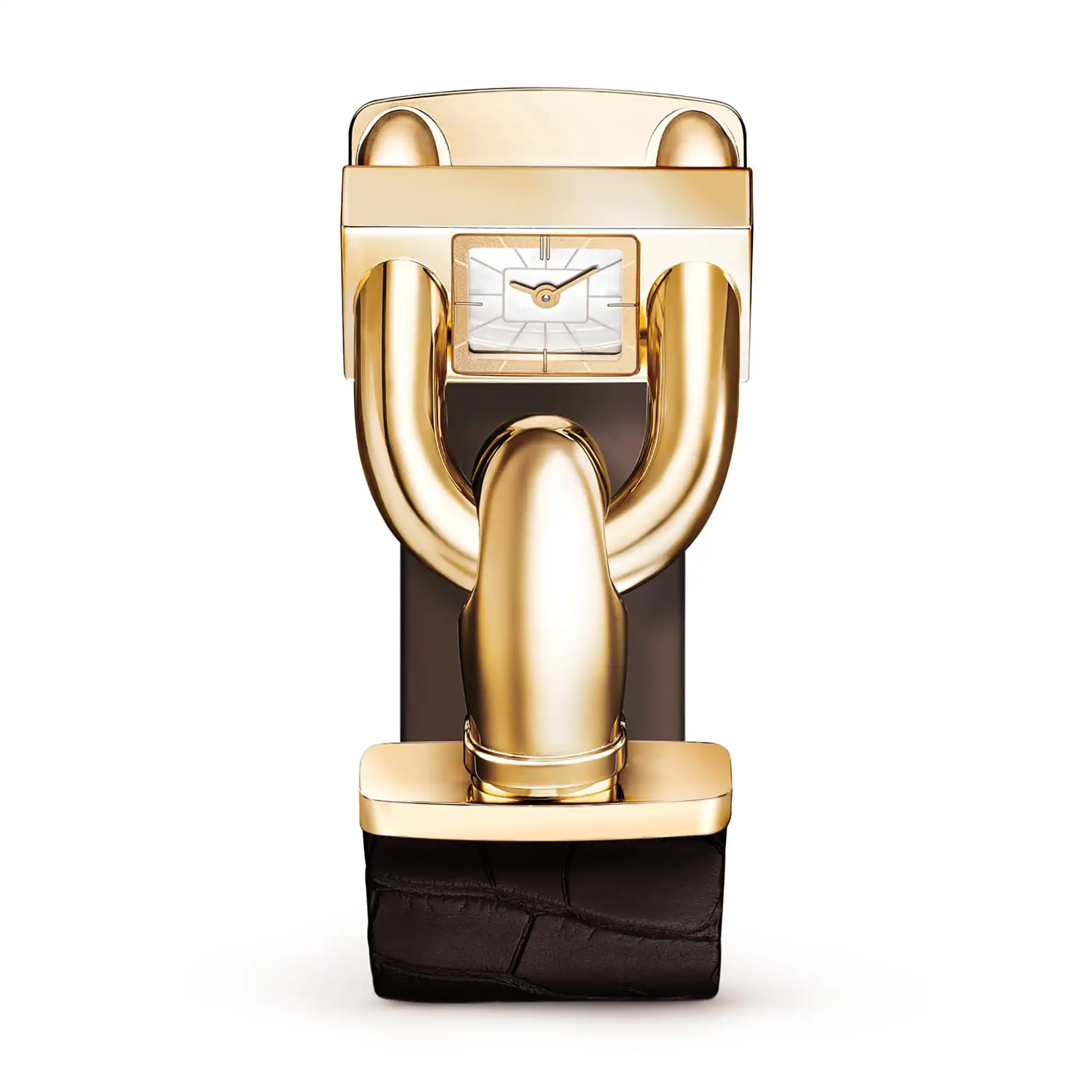 Fake Van Cleef Dupe Cadenas Replica Watch 18K Yellow VCARO4J100