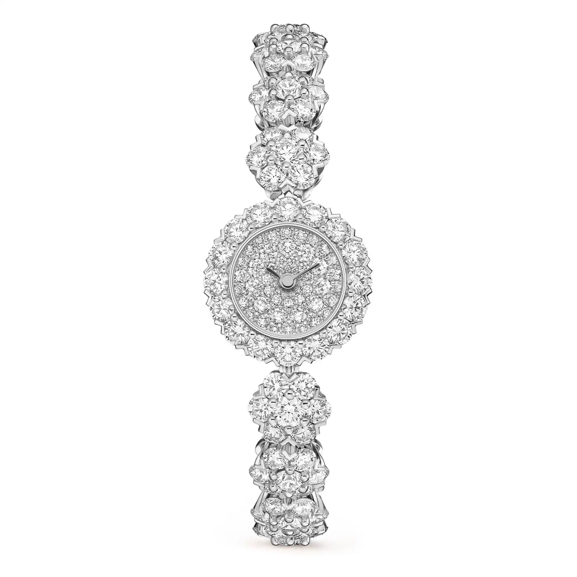 Fake Van Cleef Dupe Snowflake Fleurette Replica Watch Platinum VCARO4KI00