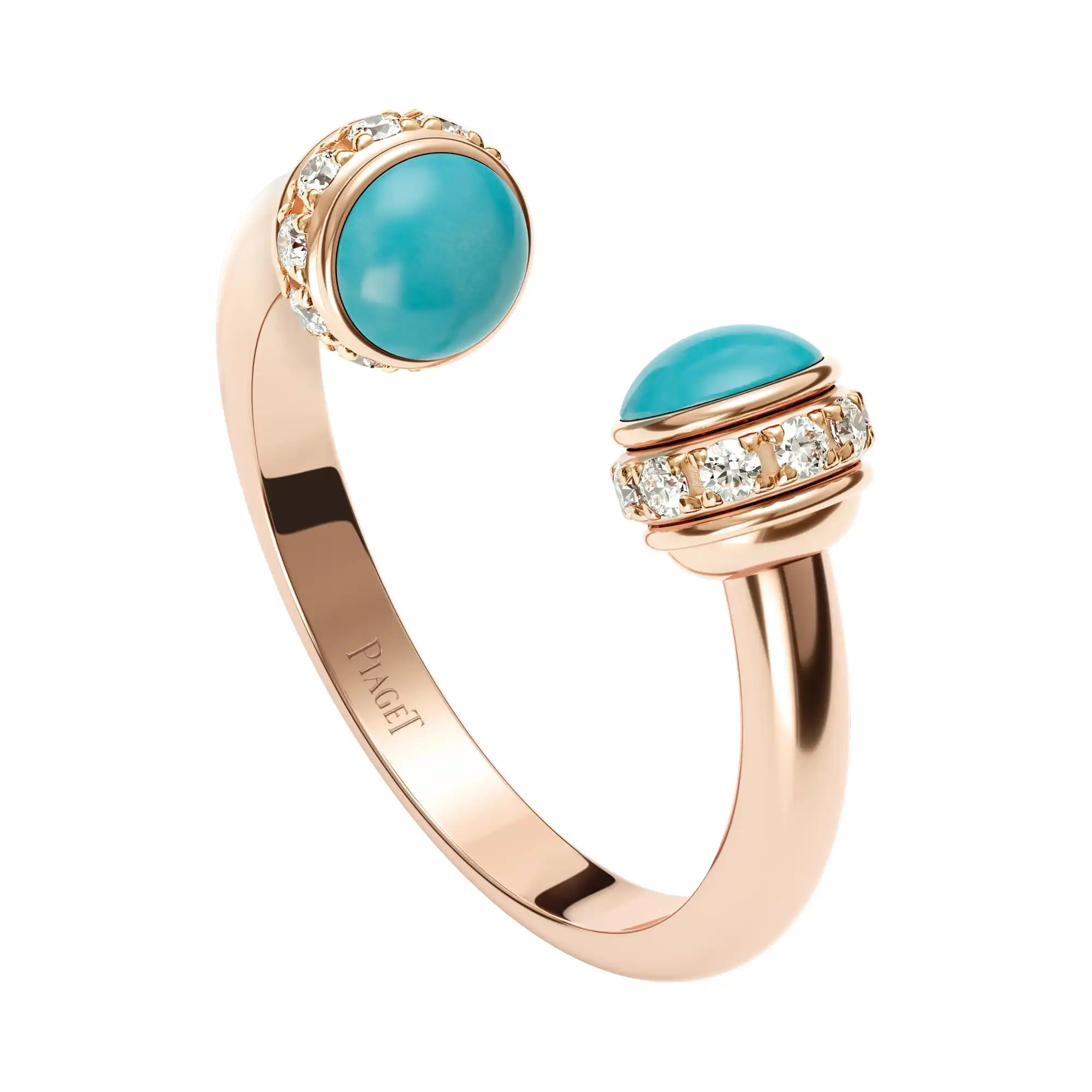 PIAGET Possession open fake diamond rings Rose goldturquoisediamond open ring G34P7D00