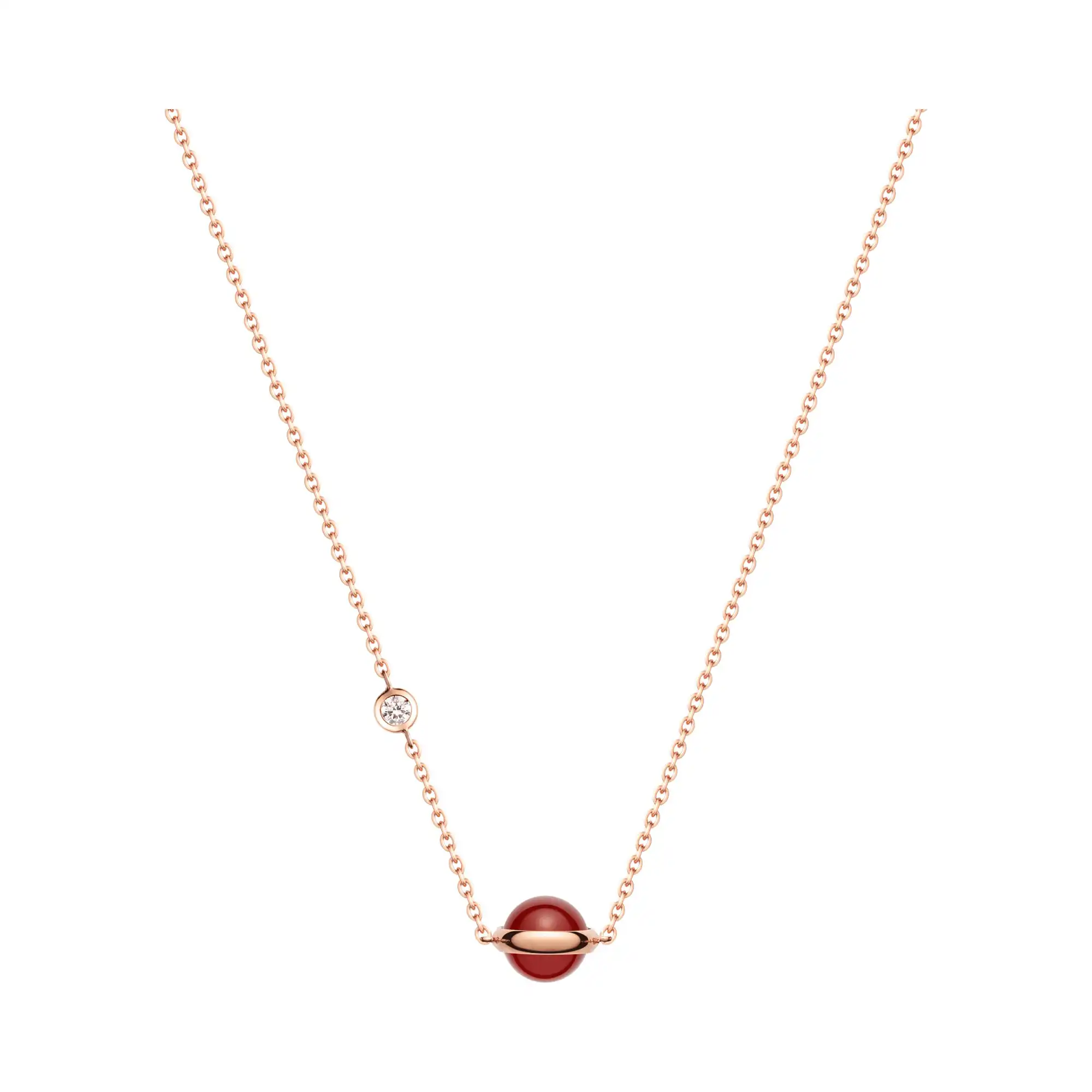 PIAGET Possession pendant Rose Gold Carnelian fake diamond necklace G33PB200