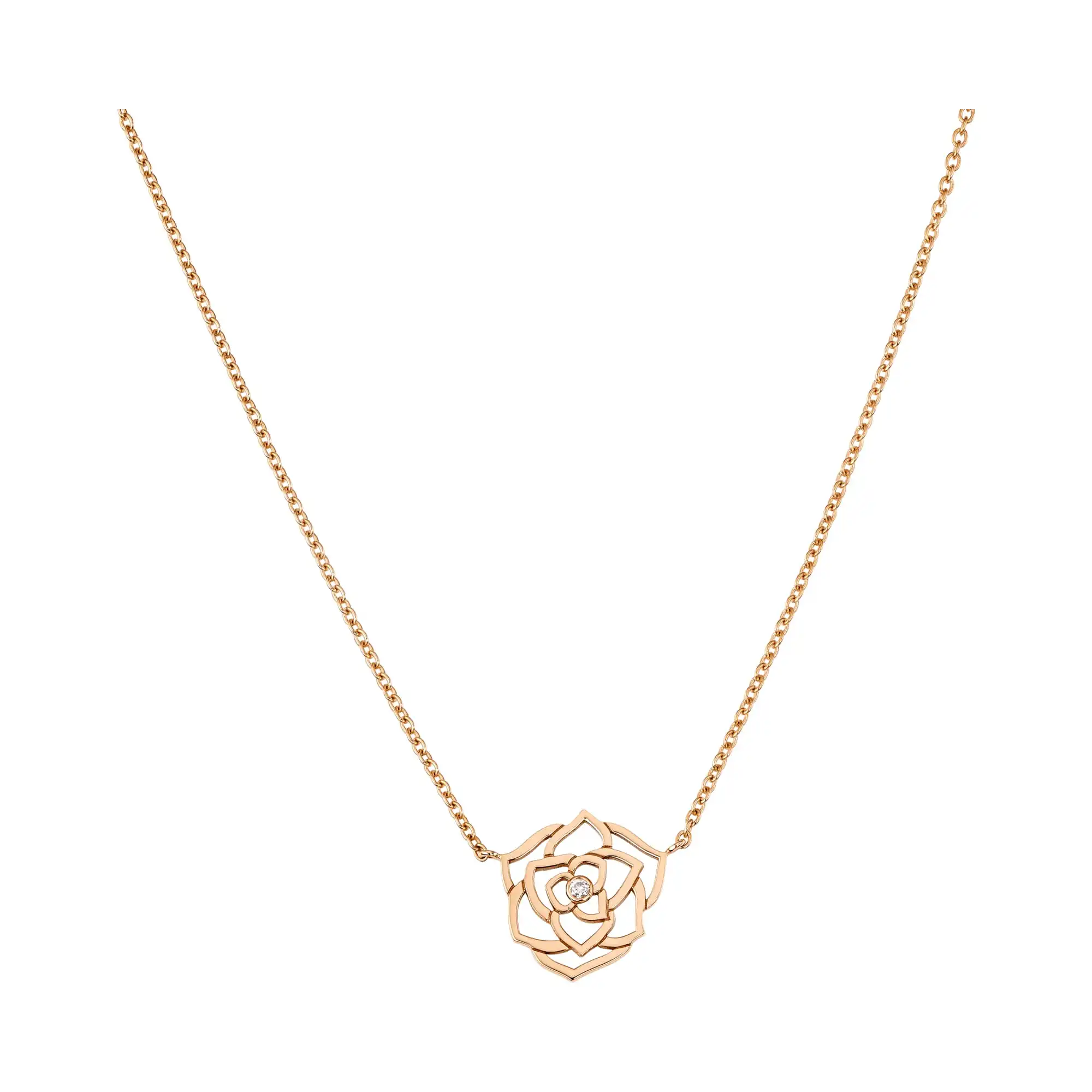 Piaget Rose pendant Rose Gold fake diamond necklace G33U0800