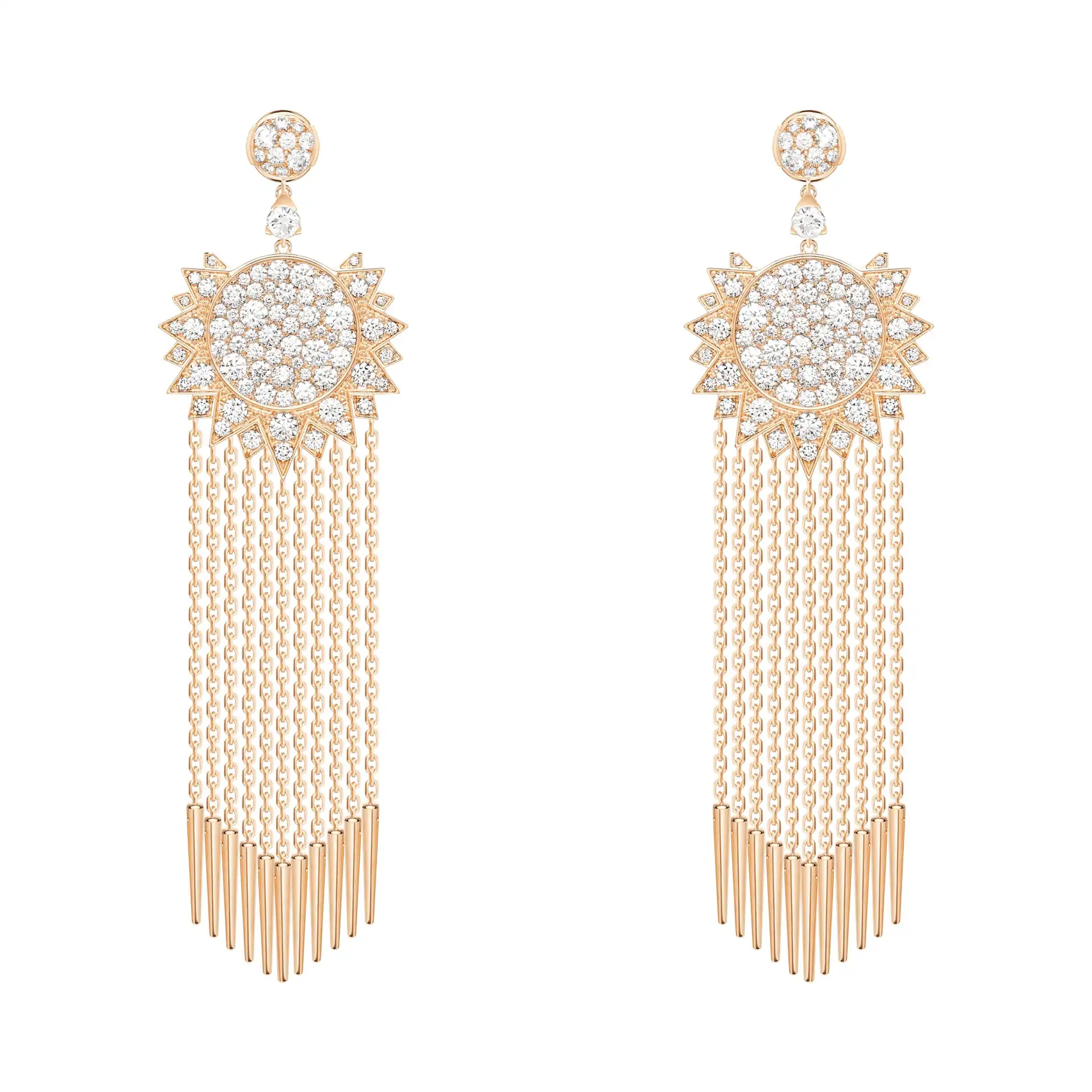 Piaget Sunlight earrings Rose Gold Diamond Chain Earrings G38L9C00