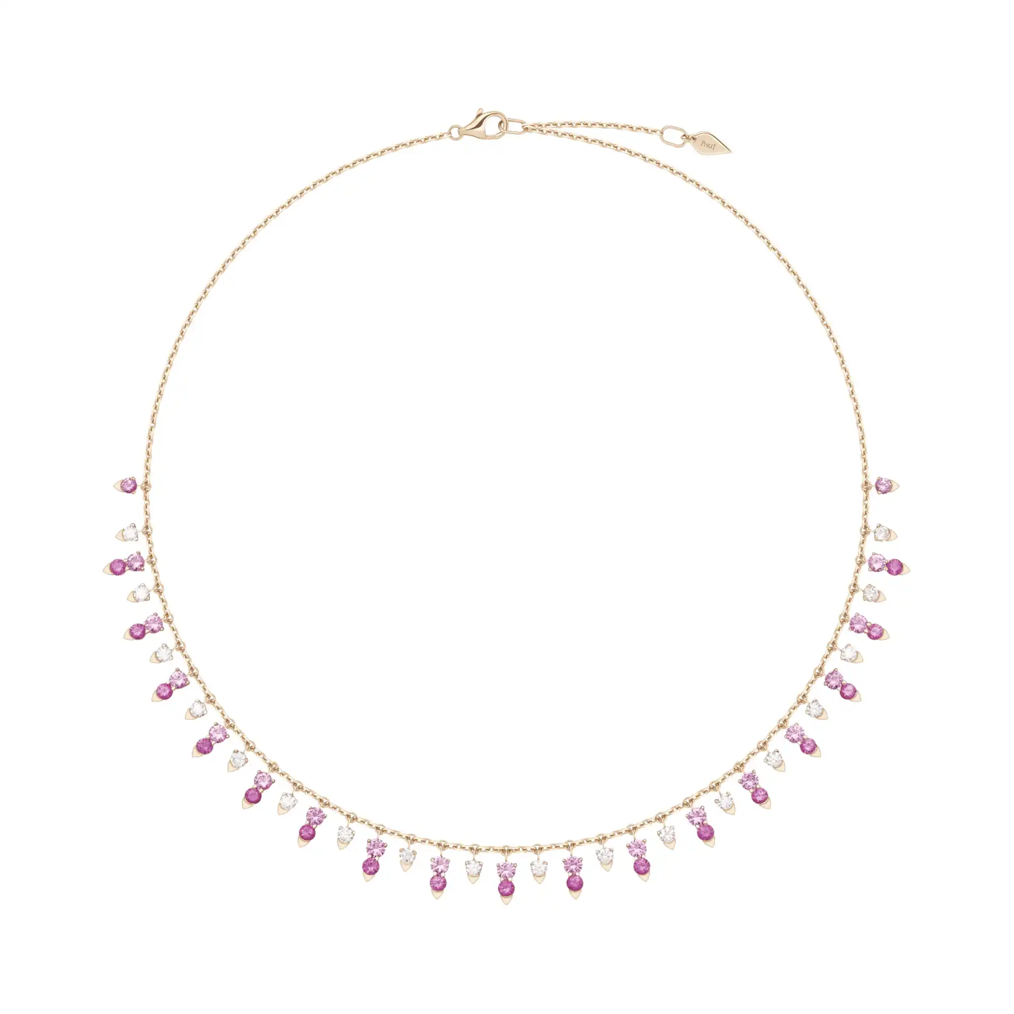 Piaget Sunlight necklace Rose Gold Pink Sapphire fake diamond necklace G37R6000