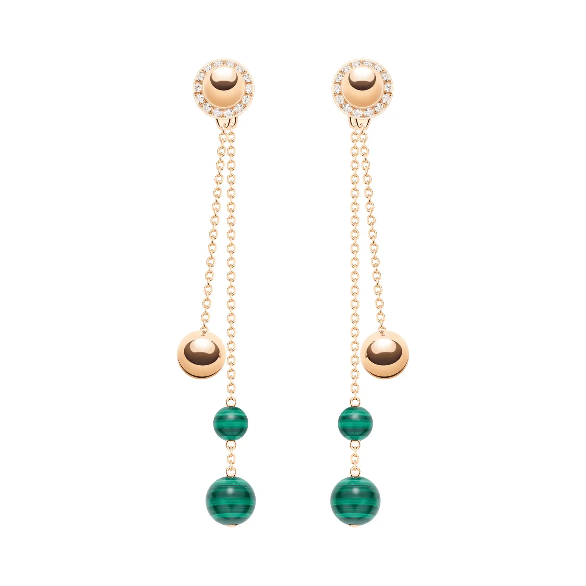 Possession earrings Rose Gold Malachite Diamond replica earrings G38PW300