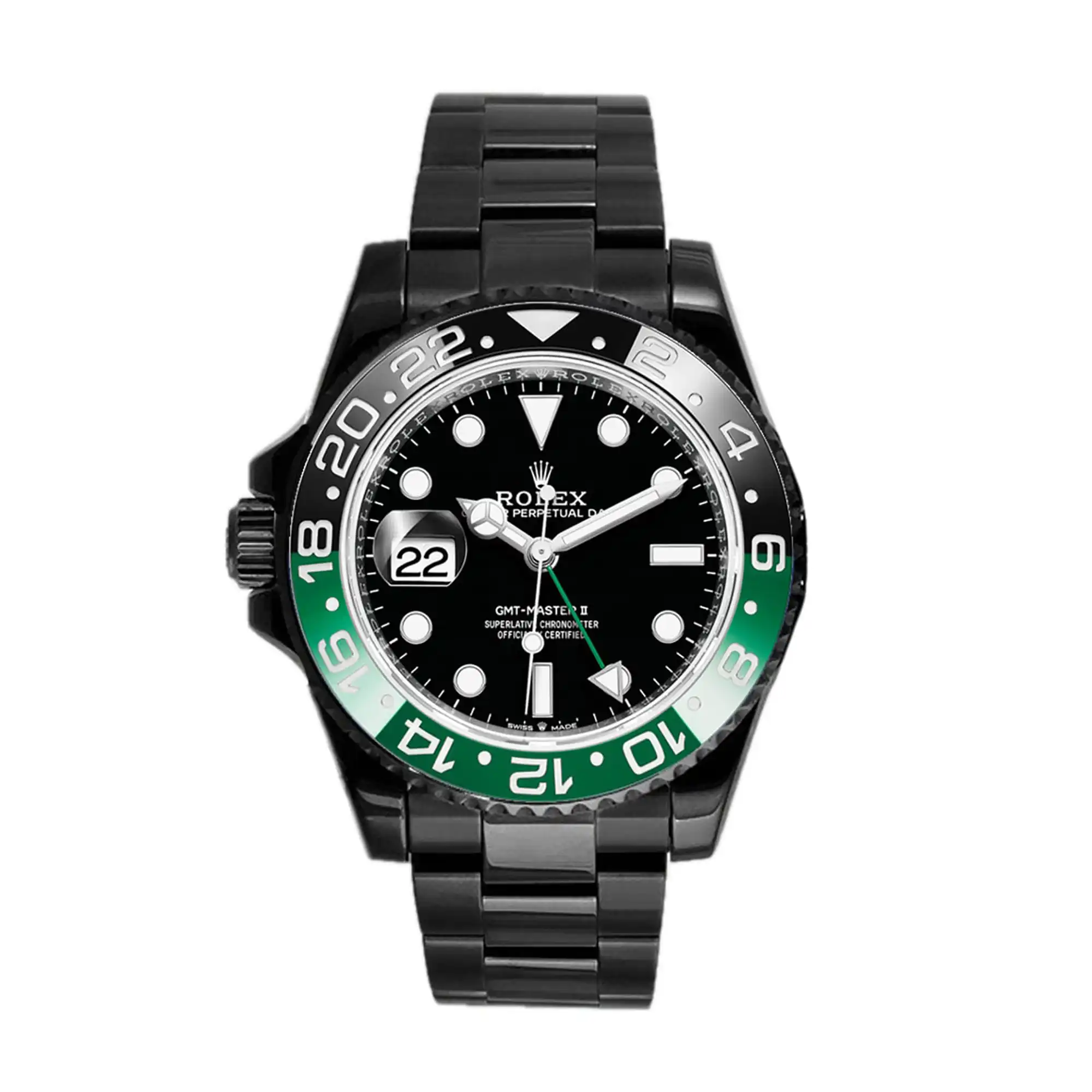 ROLEX REPLICA SUPER CLONE WATCHES GMT MASTER II 126720VTNR GREEN BEZEL SPRITE OYSTER DLC PVD 126720DLC
