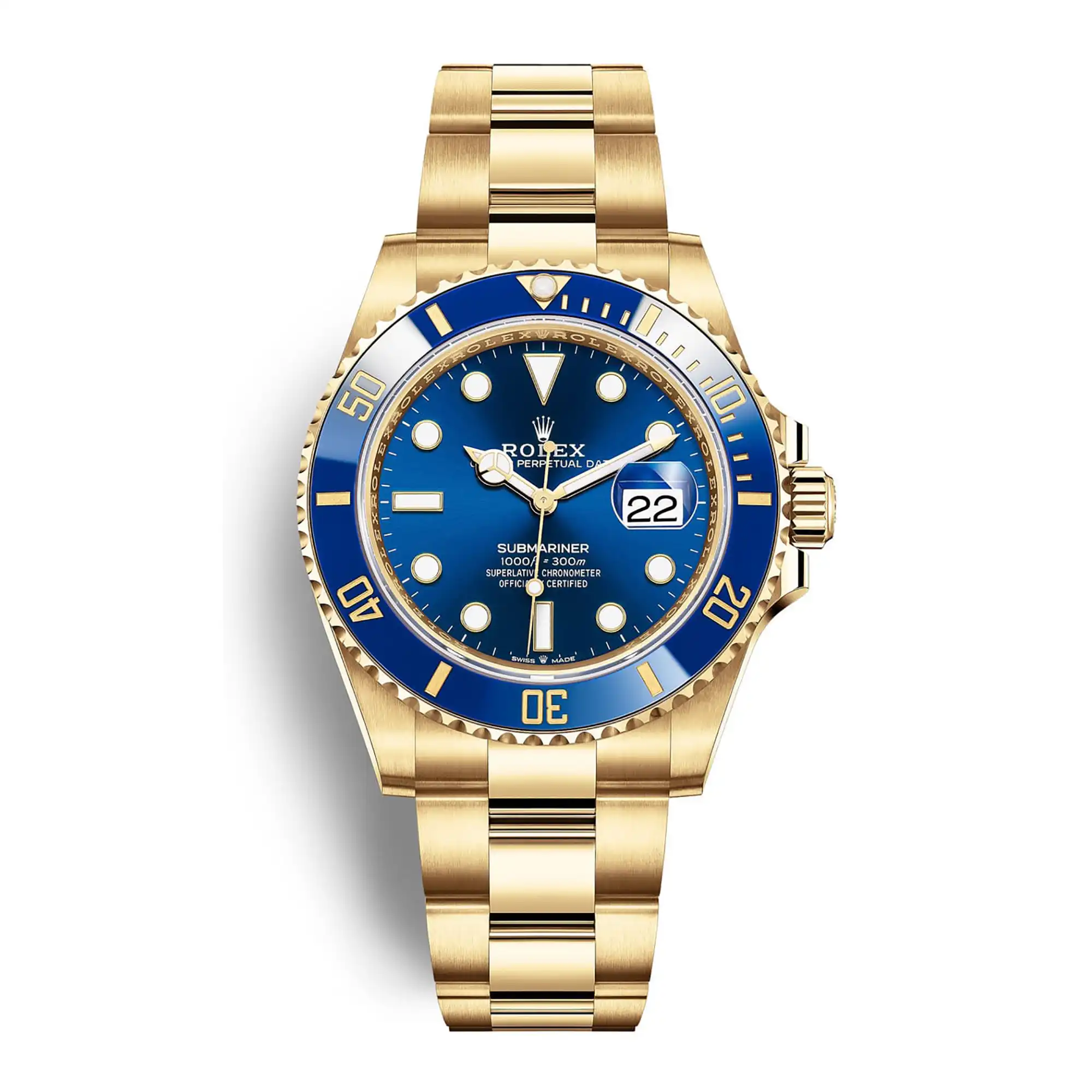 SUPER CLONE ROLEX REPLICA WATCH SUBMARINER DATE YELLOW GOLD 41MM BLUE 126618LB 0002 CLEAN