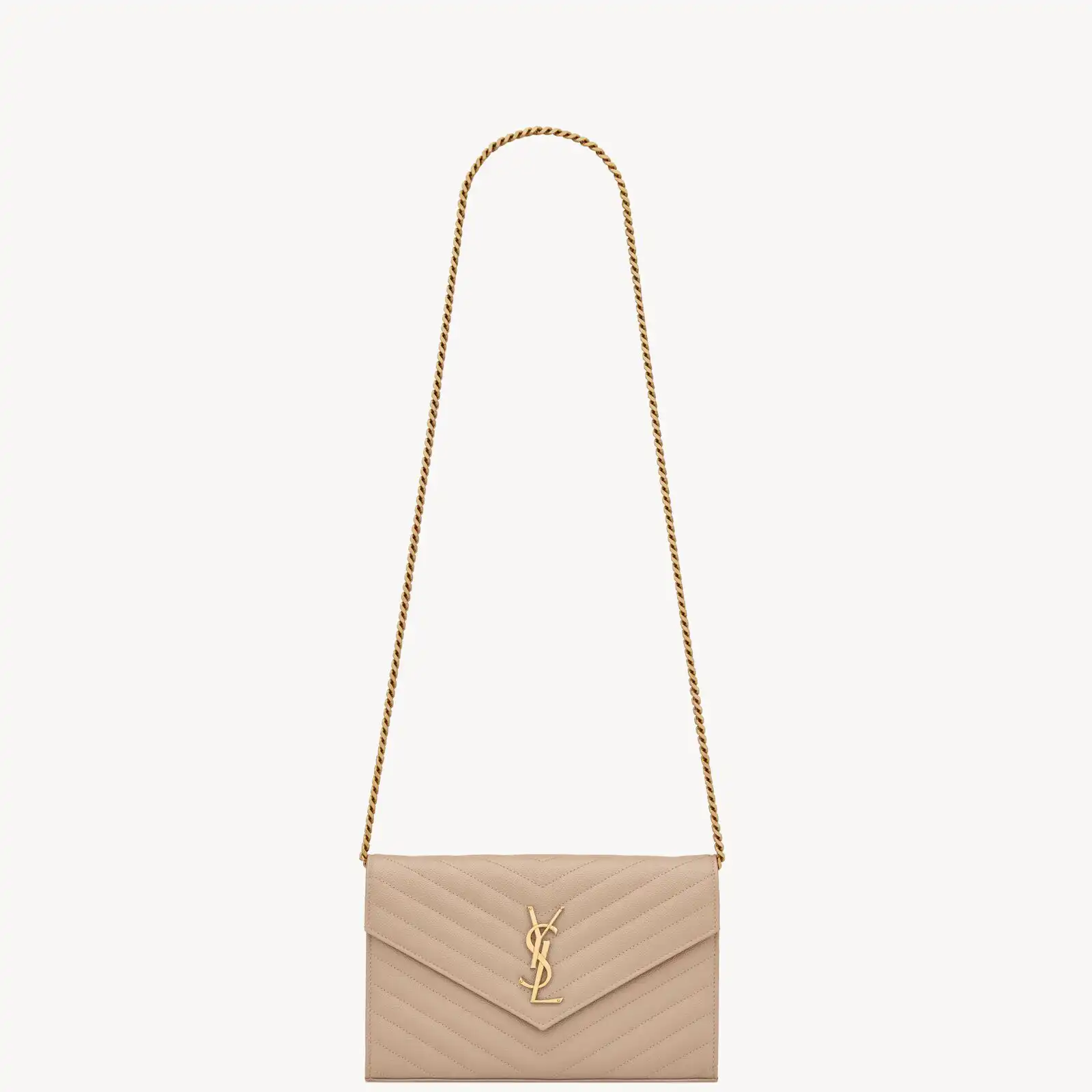 YSL Replica classic cassandre chain wallet in grain de poudre leather 377828BOW012721