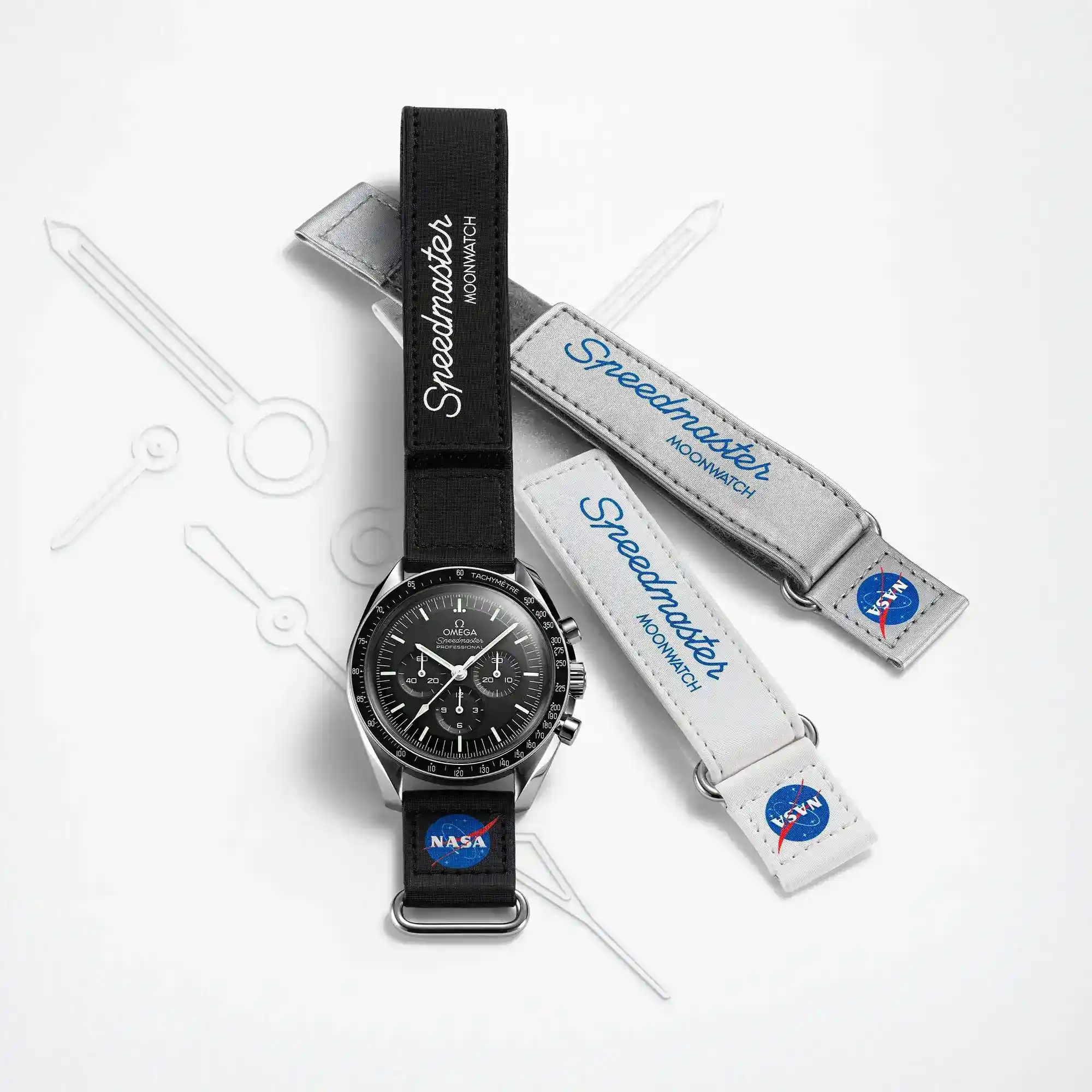omega two piece 2 piece black speedmaster moonwatch velcror strap 032CWZ016042w portrait 1 4b8d43