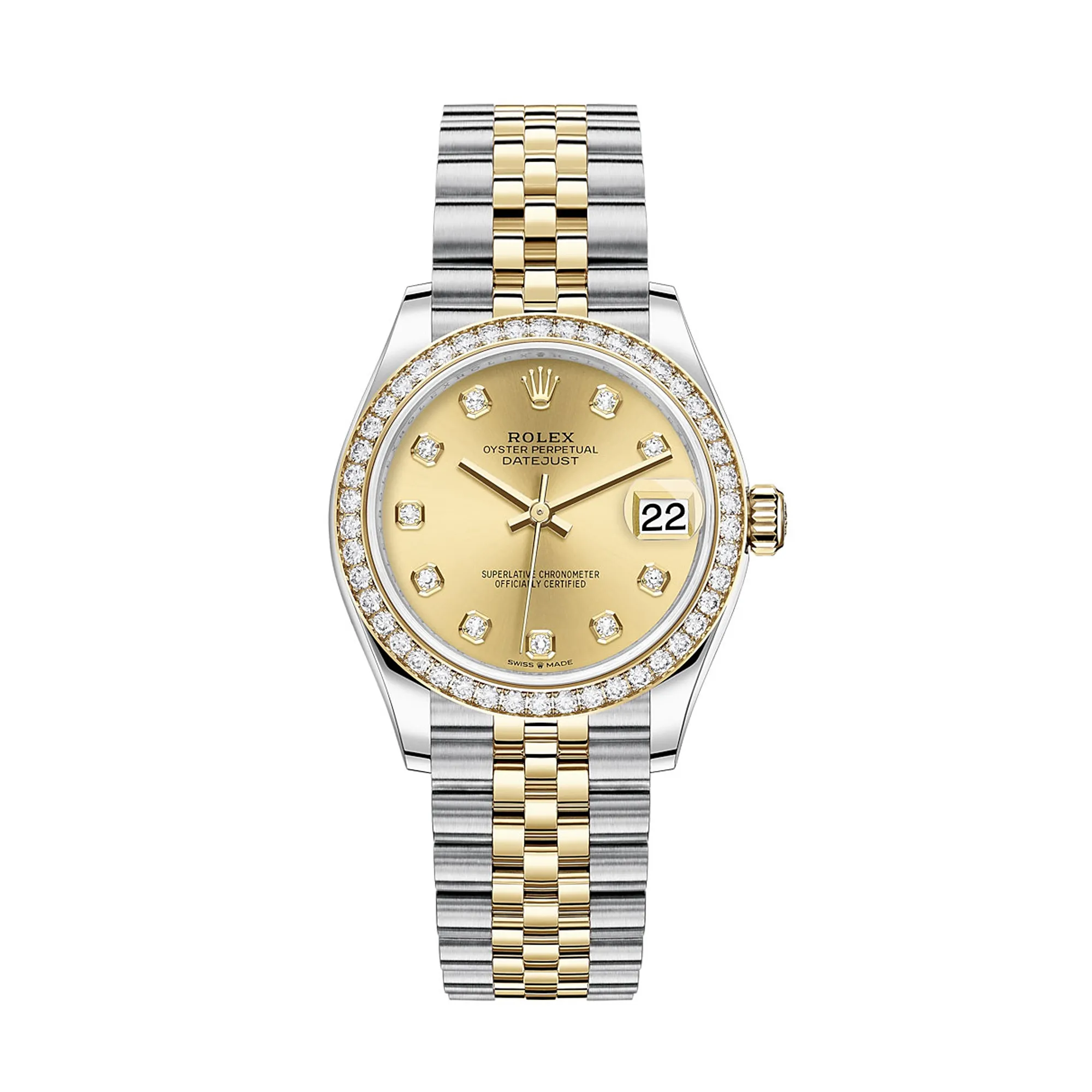 rolex replica Datejust 31mm Womens Yellow Gold/Steel Champagne Dial & Diamond Bezel Jubilee Bracelet 278383RBR