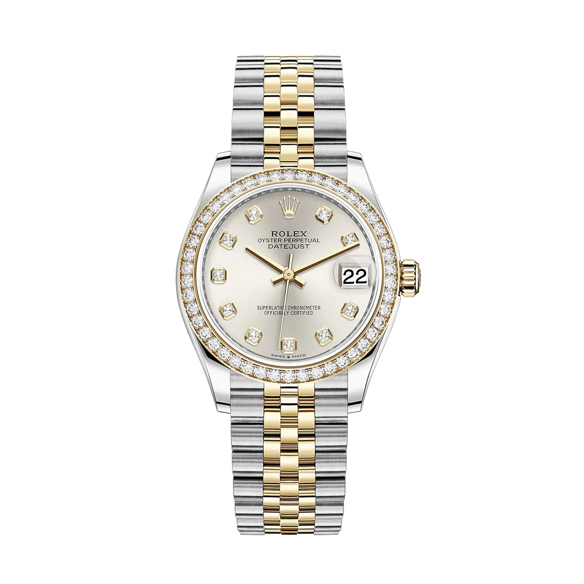 rolex replica watch womens Datejust 31 Yellow Gold/Steel Silver Dial & Diamond Bezel Jubilee Bracelet 278383RBR