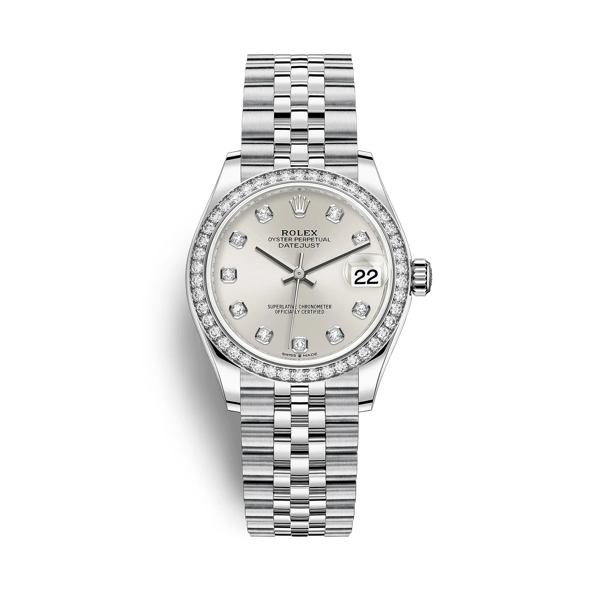 rolex replica Datejust 31mm Womens White Gold/Steel Silver Diamond Dial & Bezel Jubilee Bracelet 278384RBR