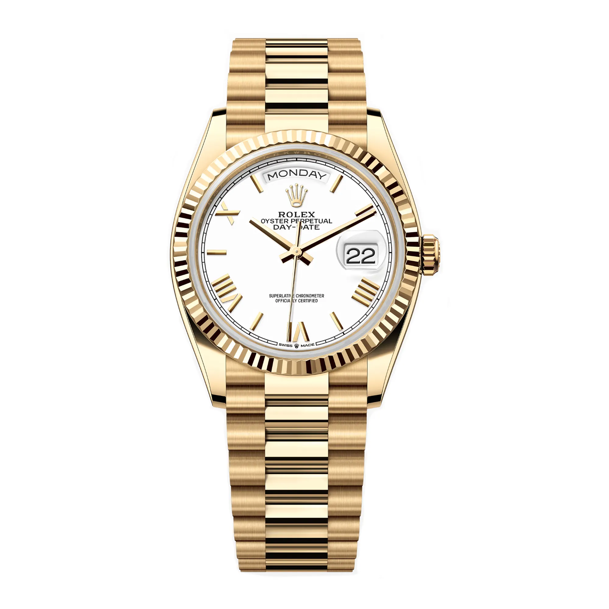 Rolex Day-Date 36mm Yellow Gold 128238 White