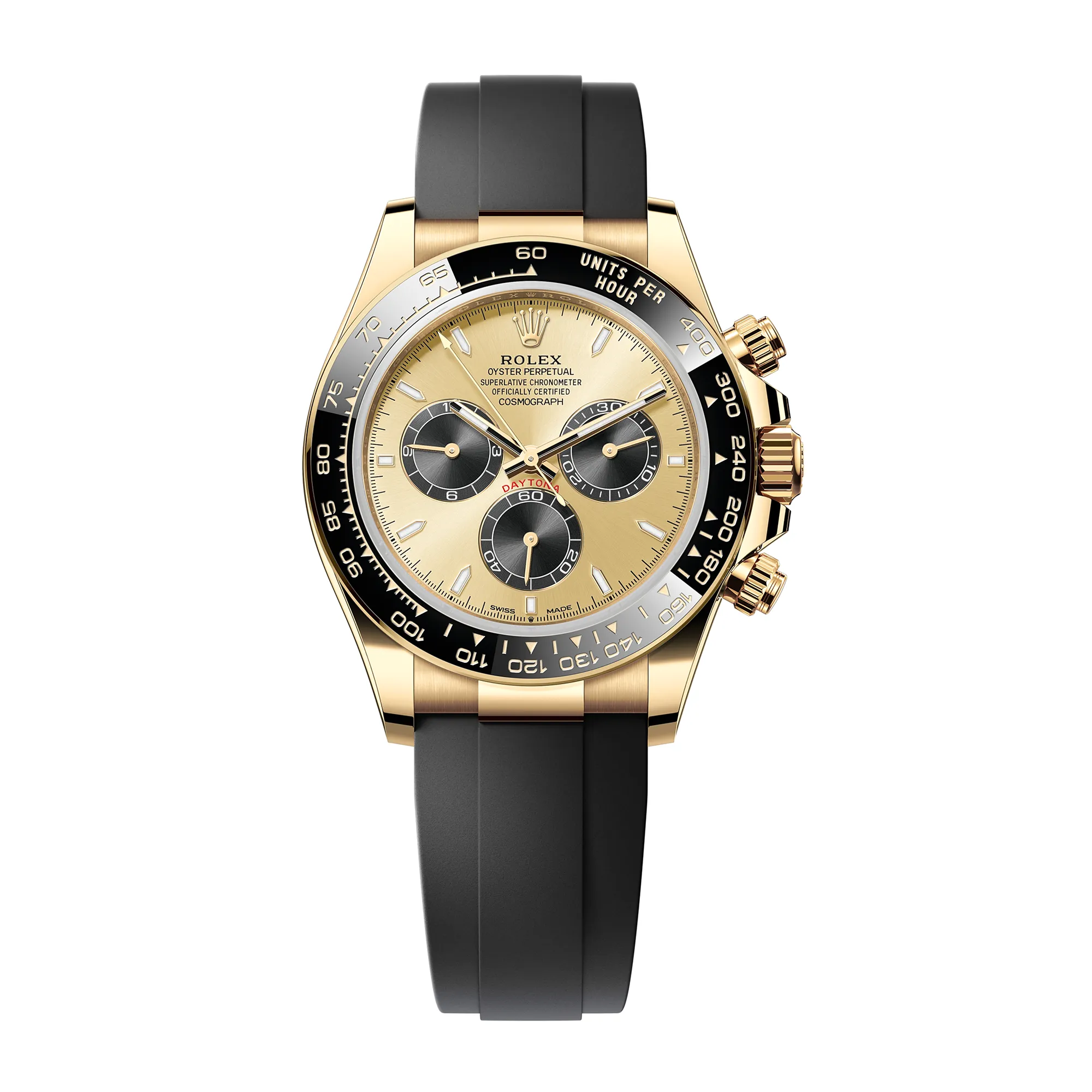 Rolex Replica Watch Oysterflex Rubber Bracelet Yellow Gold Ceramic Daytona 126518ln-0012 Champagne Dial