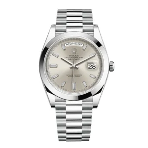 Fake Rolex Replica Watch Day Date 228206 0012 Silver set with diamonds 1600A
