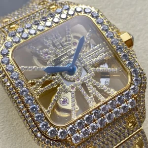 iced out watch santos de cartier large steel skeleton dial wsxc1735869342077 1