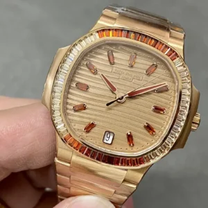 patek philippe replica nautilus ladies rose gold gemset bezel 7118 1300r 001 wsxc1736624131320 2